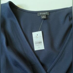 NWT Ann Taylor Factory Navy Wrap Top Medium